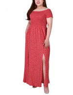 Plus Size Smocked Bodice Maxi Dress