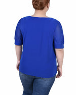 Plus Size Short Sleeve Three-Ring Top