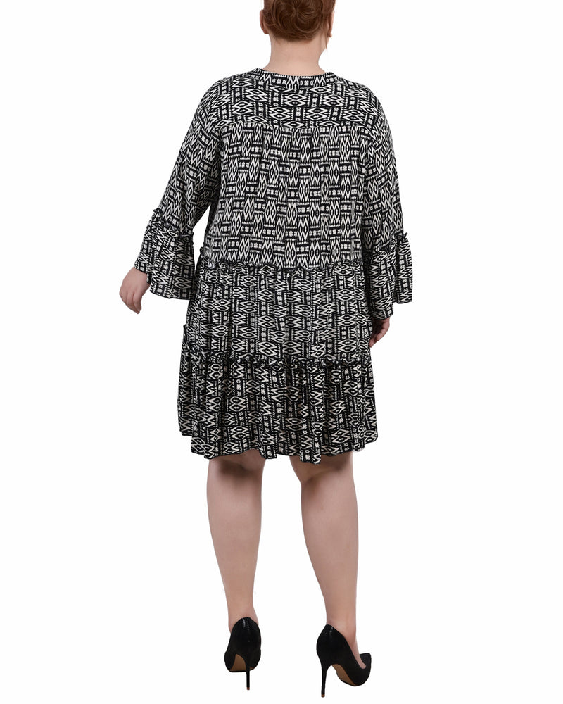 Plus Size 3/4 Sleeve Tiered Dress