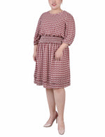 Plus Size 3/4 Sleeve Dobby Smocked Waist Dress