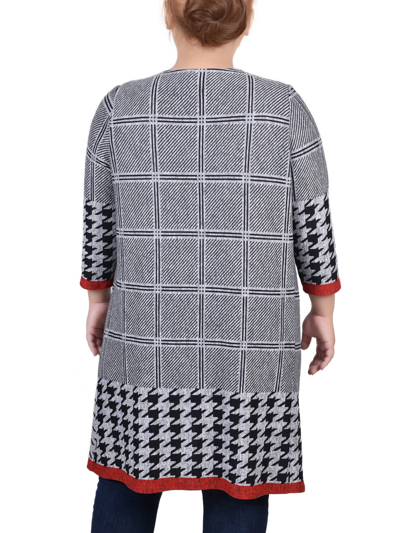 Plus Size 3/4 Sleeve Knit Cardigan