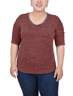 Plus Size Rouched Sleeve Top