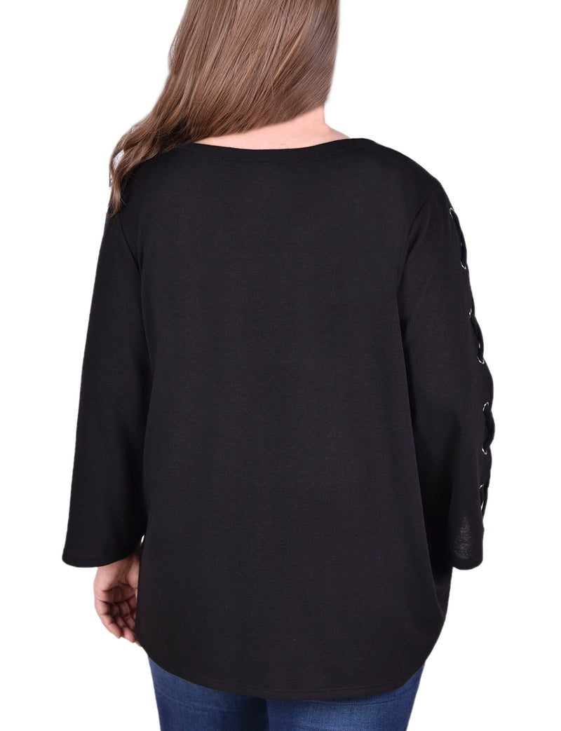 Plus Size Laced Sleeve Top