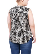 Plus Size Sleeveless Knit Y Neck Top