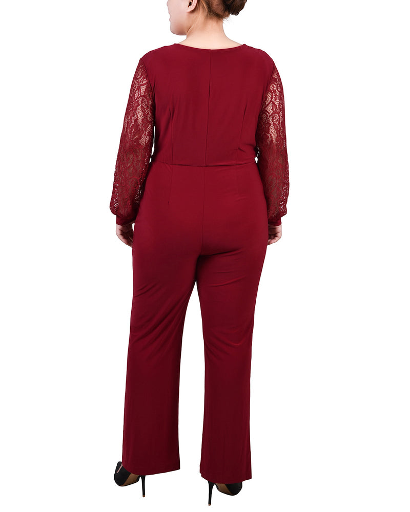 Plus Size Jumpsuit With Lace Sleeve