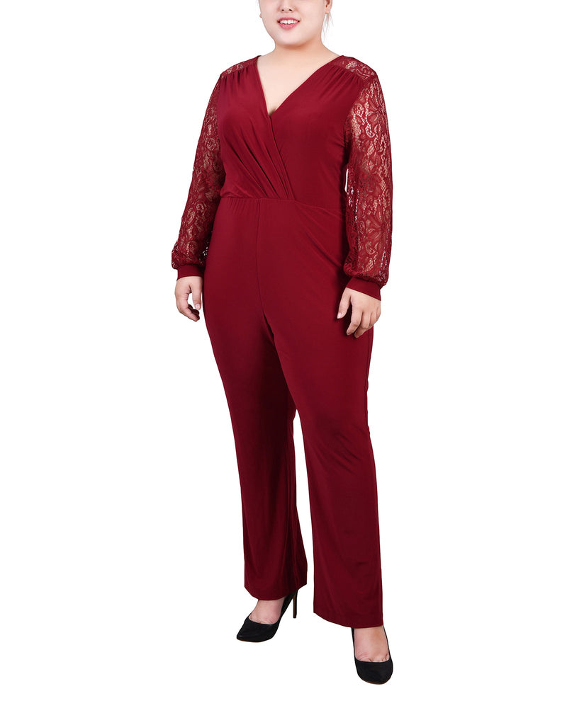 Plus Size Jumpsuit With Lace Sleeve