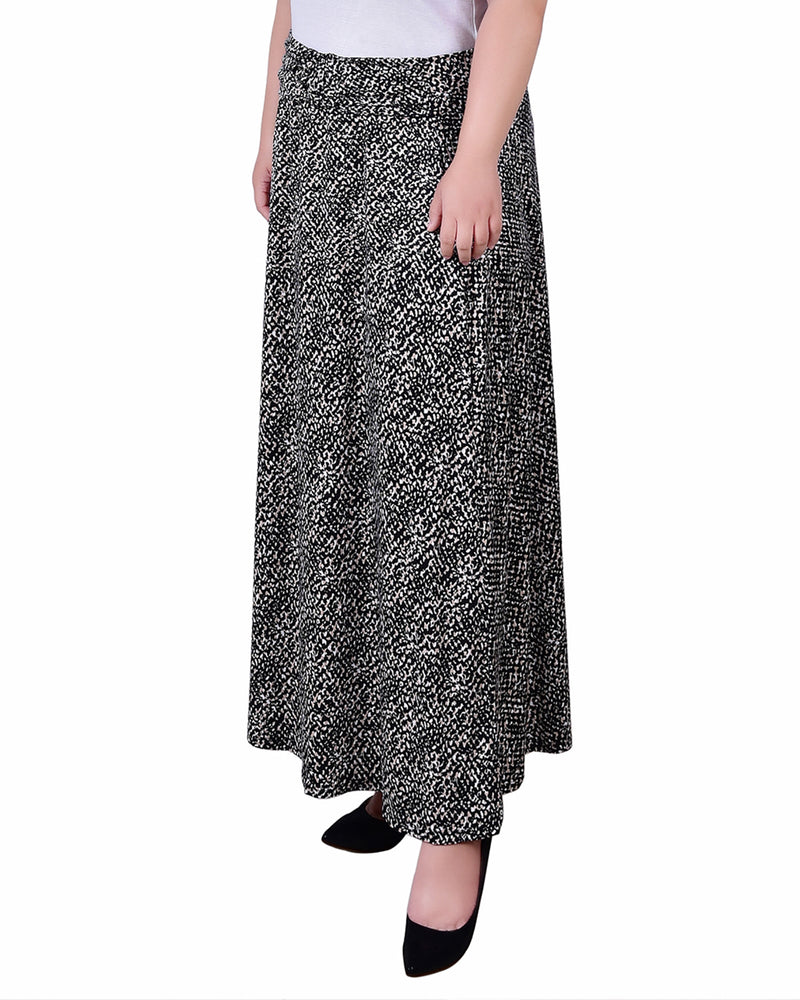 Plus Size Maxi A-Line Skirt With Front Faux Belt With Ring Detail