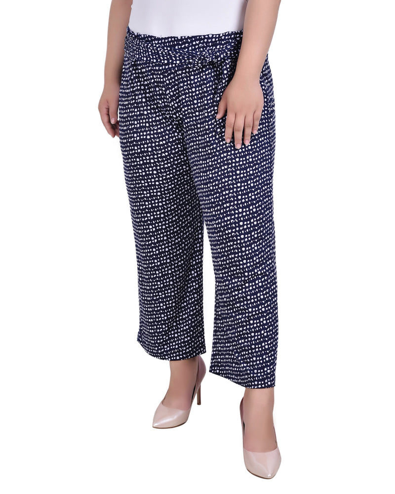 Plus Size Cropped Pull On with Sash Pant
