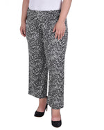 Plus Size Cropped Pull On Pants With Faux Belt