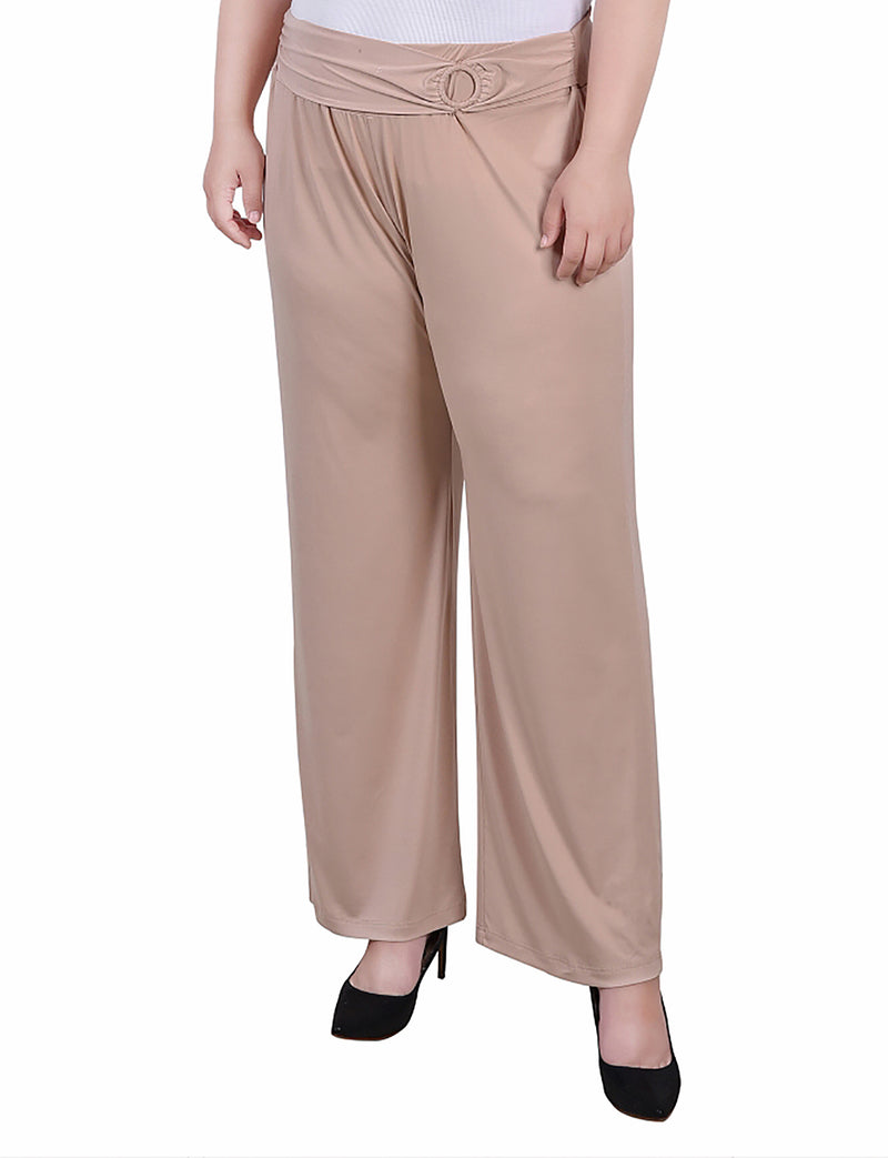 Plus Size Cropped Pull On Pants With Sash