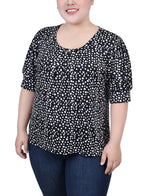 Plus Size Short Sleeve Balloon Sleeve Top With Hardware