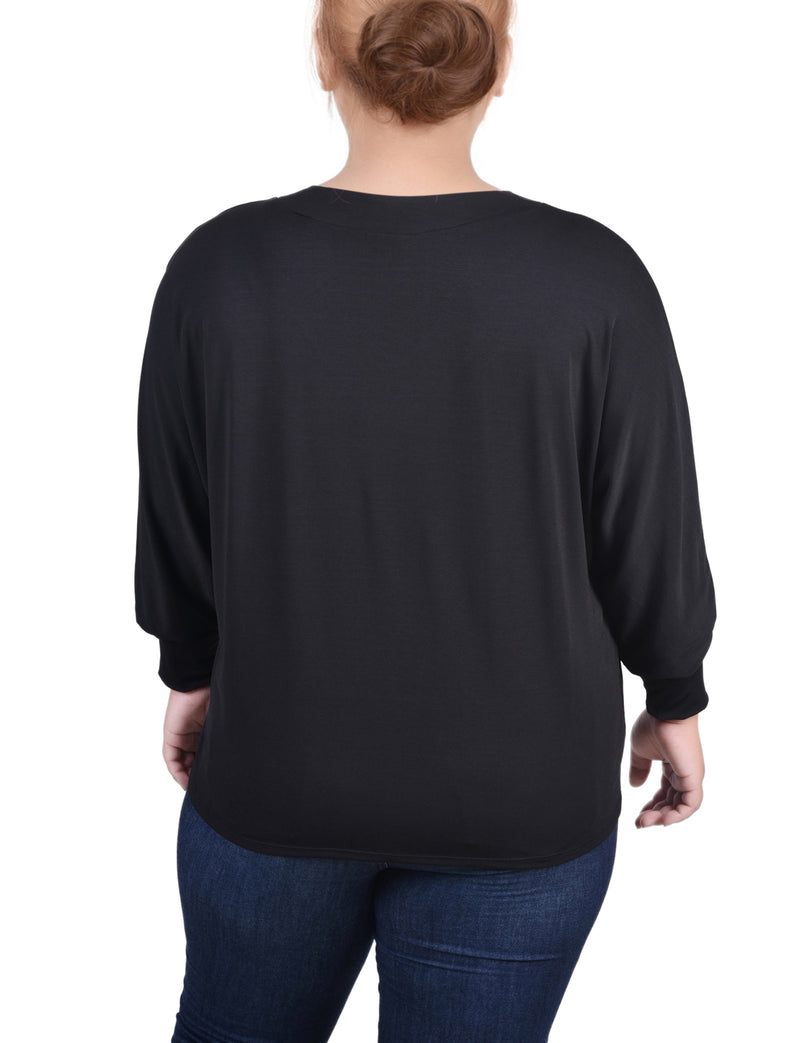Plus Size Long Sleeve Studded Top