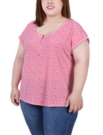 Plus Size Short Extended Sleeve Zip Top