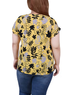 Plus Size Short Extended Sleeve Zip Top