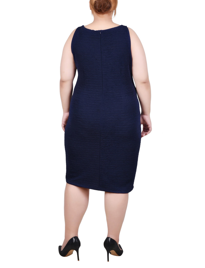 Plus Size Textured 3/4 Sleeve 2 Piece Dress Set