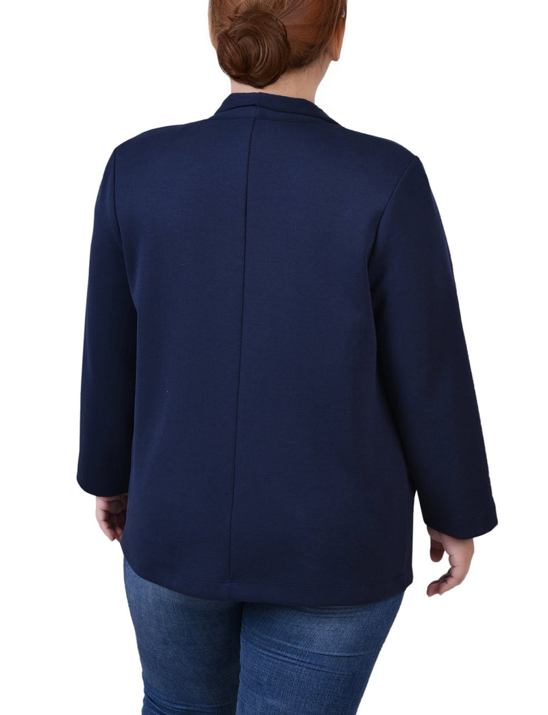 Plus Size 3/4 Sleeve Ponte Jacket