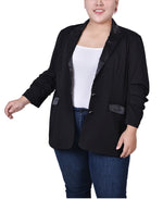 Plus Size Long Sleeve Satin Lapel Jacket