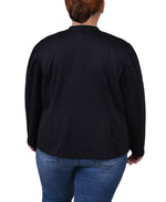 Plus Size Long Puff-Sleeve Ponte Jacket