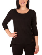 Plus Size Button Detail Ribbed Tunic Top