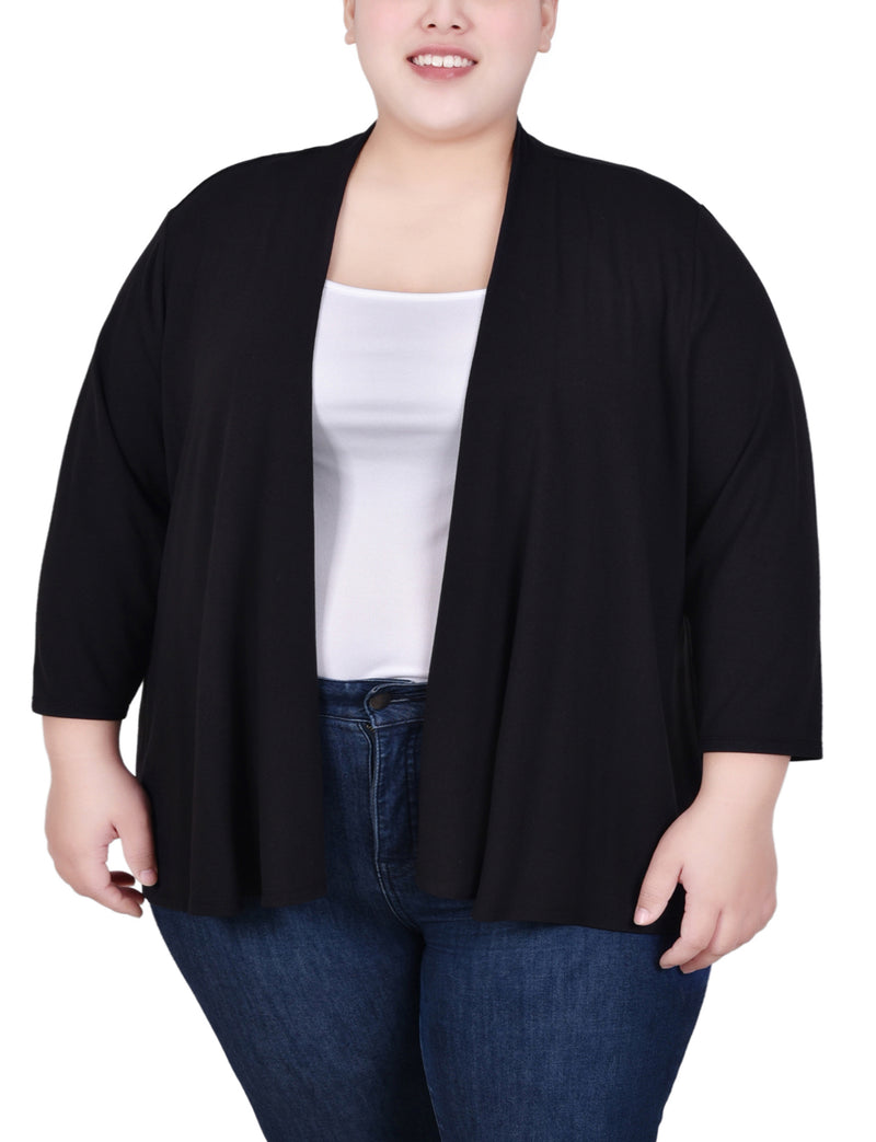 Black Cardigan Waterfall Cardigan Plus Size Jersey Fabric Plus
