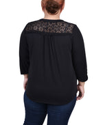 Plus Size Rouched Sleeve Pintuck Top